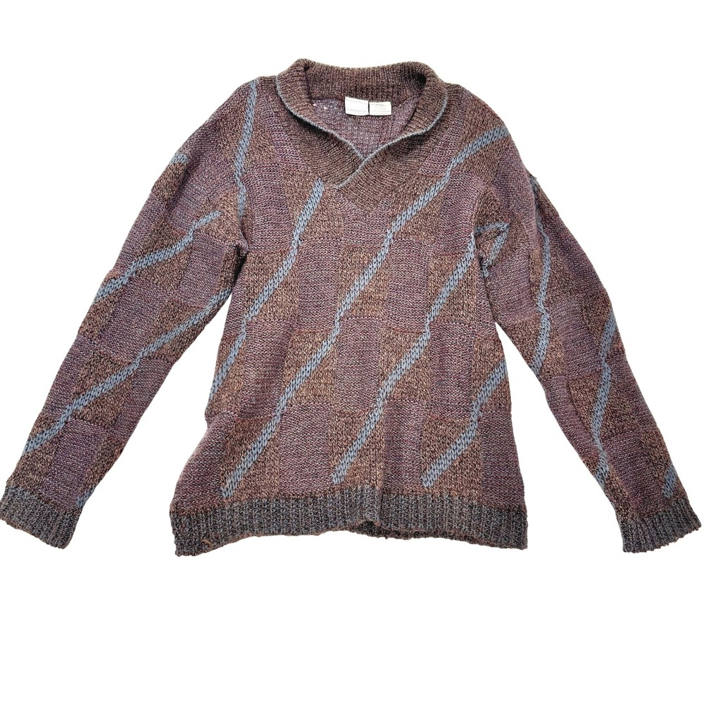 VTG Pierre Cardin XL Sweater Wool Blend Collar Neck Brown Coastal Grandpa Core